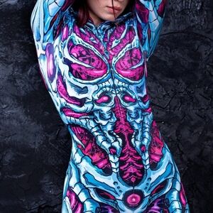 Vibrant Skeleton Print Bodysuit